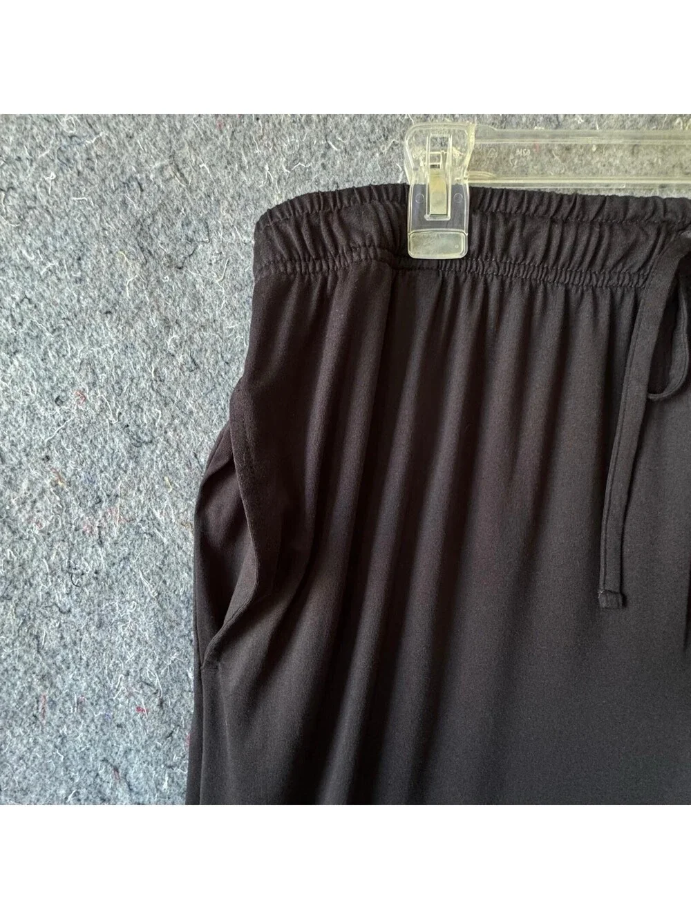 Hanes XL Black Pajama Pants Drawstring Button Fly Pockets 93/7 Poly Spandex NWOT